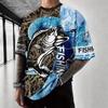 Summer Round Neck Fishing Pattern 3D Print Top Fashionable Casual Short Sleeved Men's T-shirts
