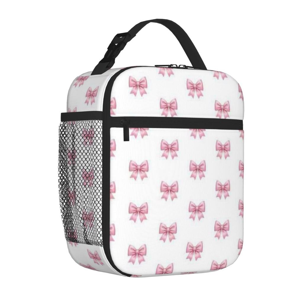 Bestselling CUTE PINK BOW RIBBON AESTHETIC DESIGN Animal Face Small Lunch Bag Day Excursion Travel Lunch Bag