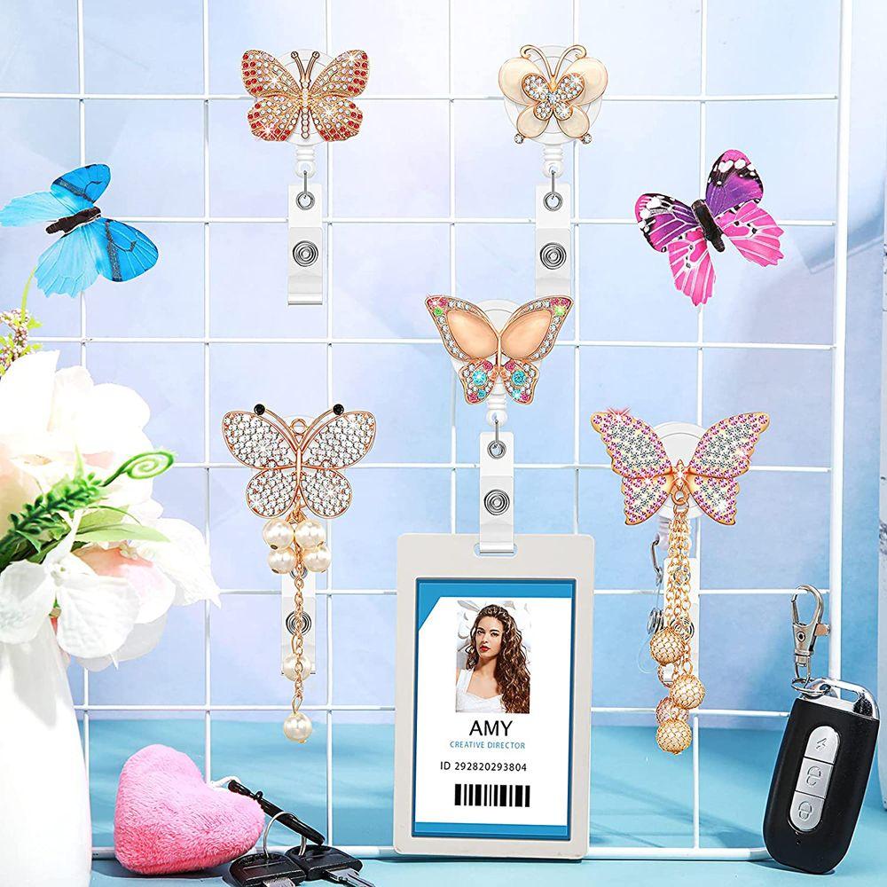 Name Card Crystal Hospital Badge Holder Retractable Badge Reel Nurse Badge Clip ID Card Clips