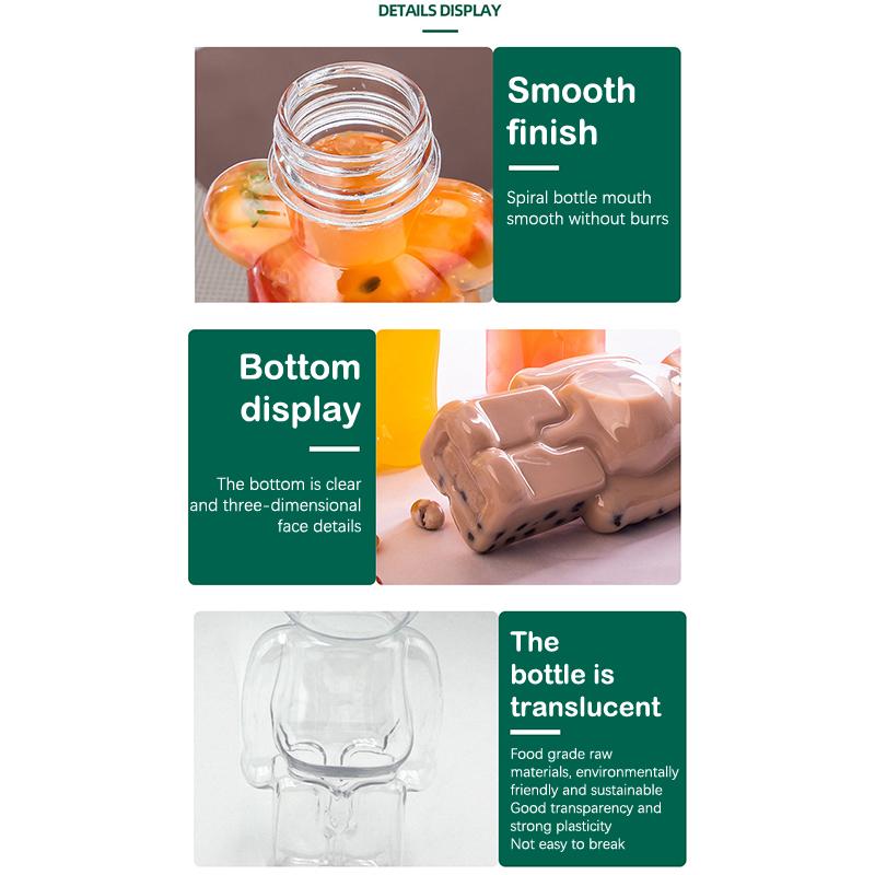 Мультяшная бутылка чая с молоком, кукольный медведь в форме прозрачной утолщенной бутылки сока