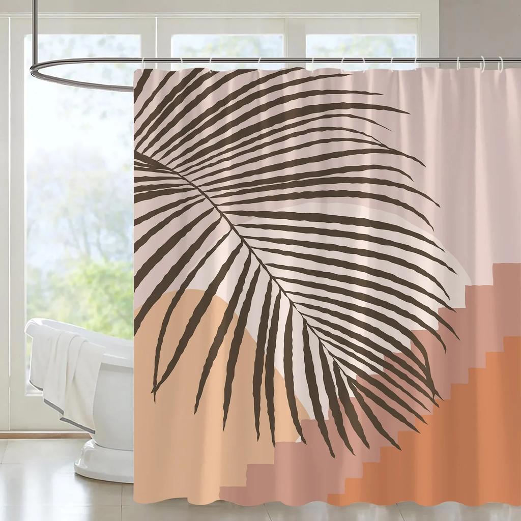 Abstract Mid Century Shower Curtain Arch Sun Moon Minimalist Geometric Curve Stripes Fabric Christmas Landscape Bth Curtain Hook