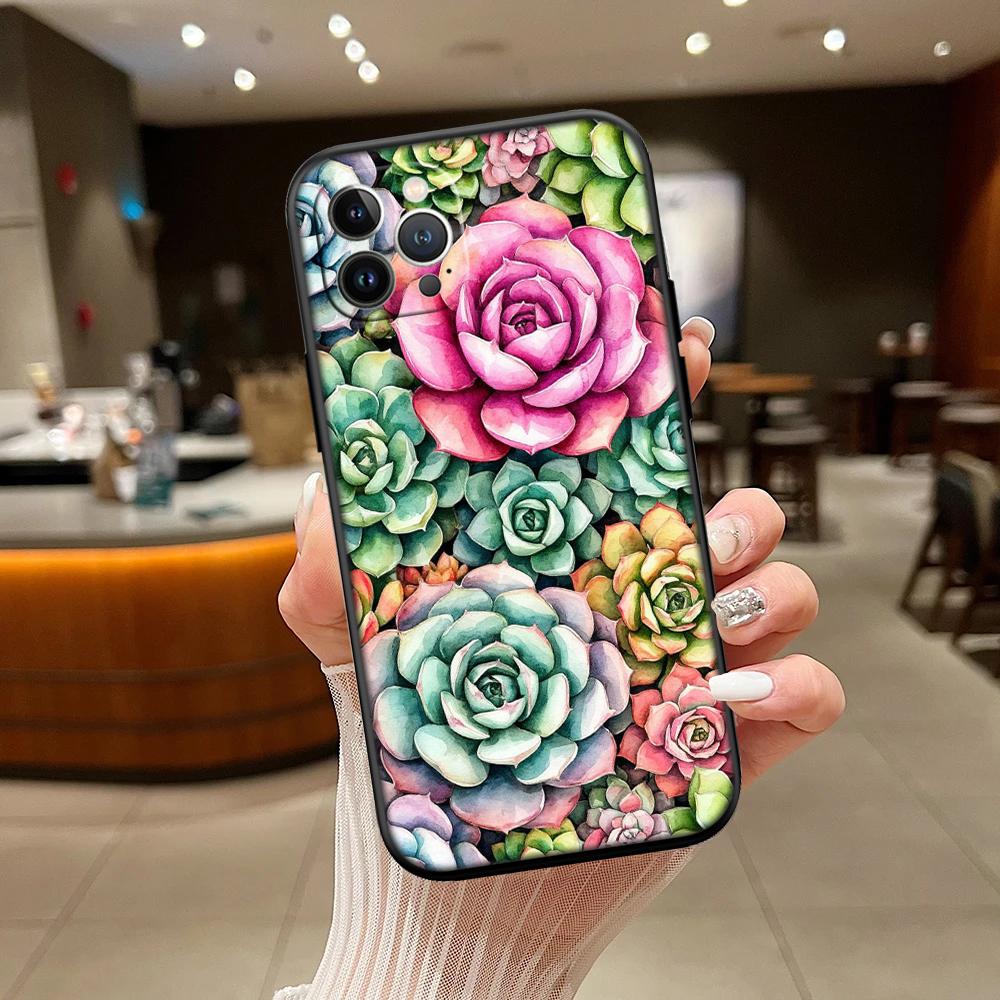 RA33 Watercolour Cacti Succulent New High-End Shell Phone Case for iPhone 16 15 14 13 12 Pro Max Plus Mini