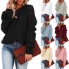 Women's  And Winter Fashion Solid Color Hollow Round Neck Long Sleeve Knit Sweater