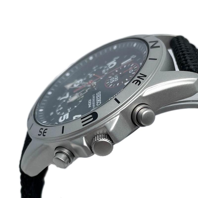 SEIKO Хронограф Японские черные текстильные часы SND399P1, механизм, ремешок, мужские, модель