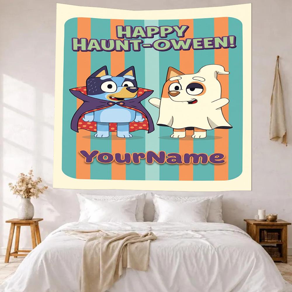 Bluey Custom Your Name Wall Decor Tapestry Art For Pet Memorial Birthdaywedding Party Backdrop Family Gift