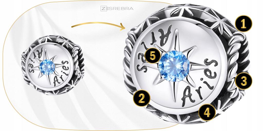 Charms Zodiac Sign Aries Bead Pr 925 Beads Colorful Zircons