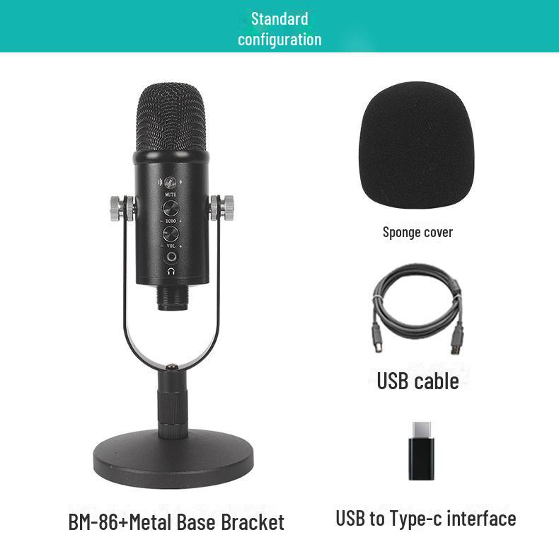USB Condenser Microphone with Noise Reduction for Voice Recording and Live Broadcasts