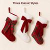 Velvet Bowknot Christmas Stocking 18Inch Fireplace Hanging Ornament  Christmas Decorations