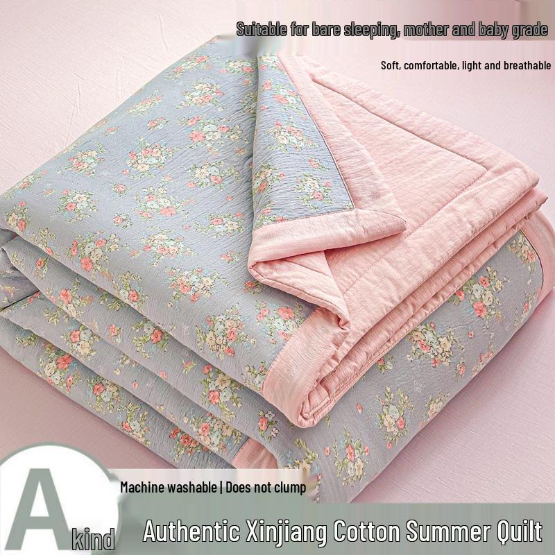 Class A Mother & Baby Cloud-Feel Double-Layer Gauze Summer Quilt - Xinjiang Cotton Thin Cooling Quilt for Dormitory