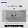 DELEFU Glass SC70 Panel 145mm Grey Israeli Standard USB C-type Fast Charging Wall Socket Switch TV Phone CAT5 CAT6