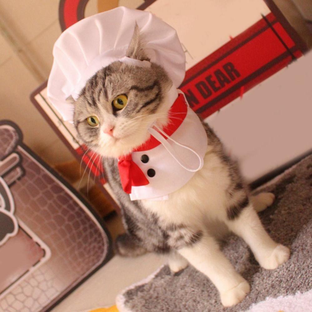 Polyester Cat Chef Hat Set Cosplay Props Cat Dog Transformation Dress Pet Cooking King Hat Pet
