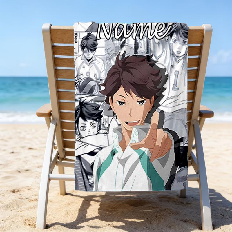 1pc Oikawa Tooru2 Beach Towel with Custom Name, Beach/Swimming/Bath/Picnic/Camping Towel, Suitable for Seaside Beaches