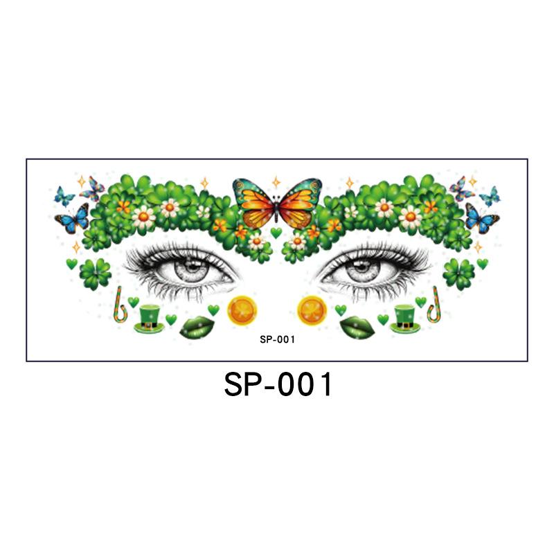 New St. Patrick's Day glitter makeup face stickers, Irish holiday party carnival tattoo stickers