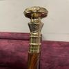 Wooden Walking Cane Solid Brass Handle, Handmade Style Walking Stick for Men Women