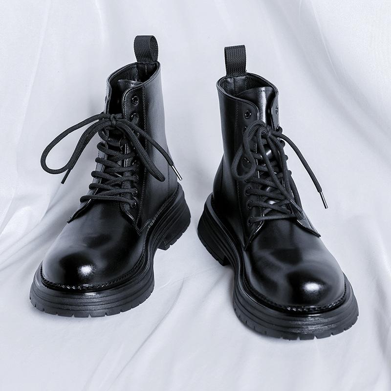 Ботинки Martin мужские в британском стиле с высоким берцем, зимние бархатные кожаные туфли средней высоты, ботинки Chelsea Tooling 22712-R