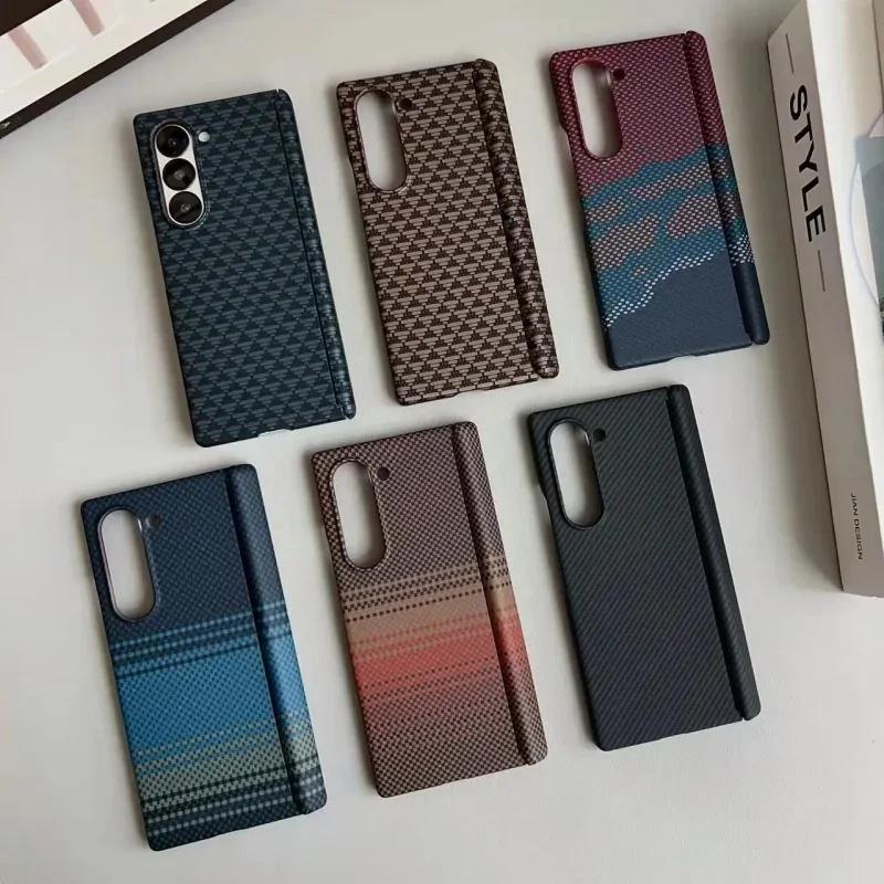 Роскошный чехол с текстурой карбона для Samsung Galaxy Z Fold 7 6 5, невидимый, с магнитной беспроводной зарядкой, противоударный защитный чехол