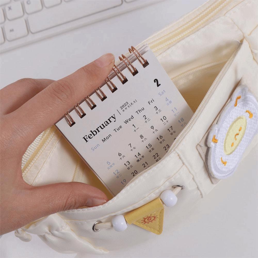 DIY Large Capacity Pencil Box Organizer Zipper Embroidered Patch Pencil Case Creative Aesthetic Stationery Storage Bag