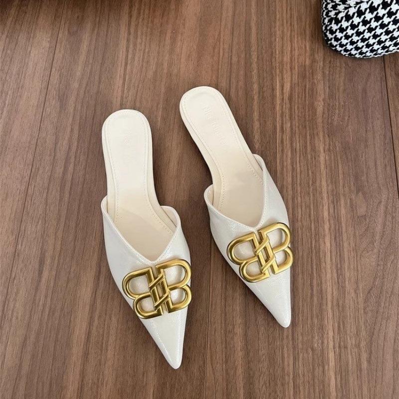 Women's Sandals Fashion Metal Trim Women's Summer Casual Solid Party Dress Women Silver Slippers