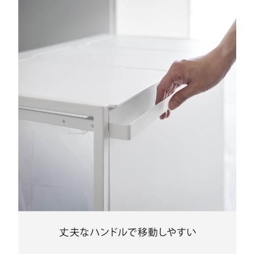 Yamazaki Tower 1822, 45L, 3-compartment, Lidded, Privacy-protected Trash Cart with Handle and Casters, White, W76 X D44 X H60cm (including Casters), T