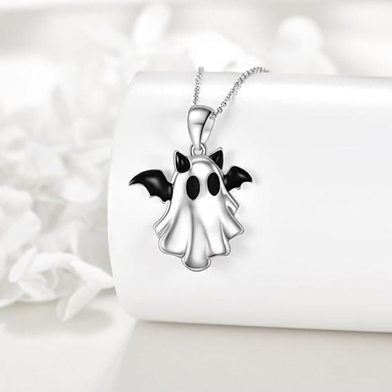 Halloween Ghost Pendant Necklace With Zinc Alloy Material For Festive Costume