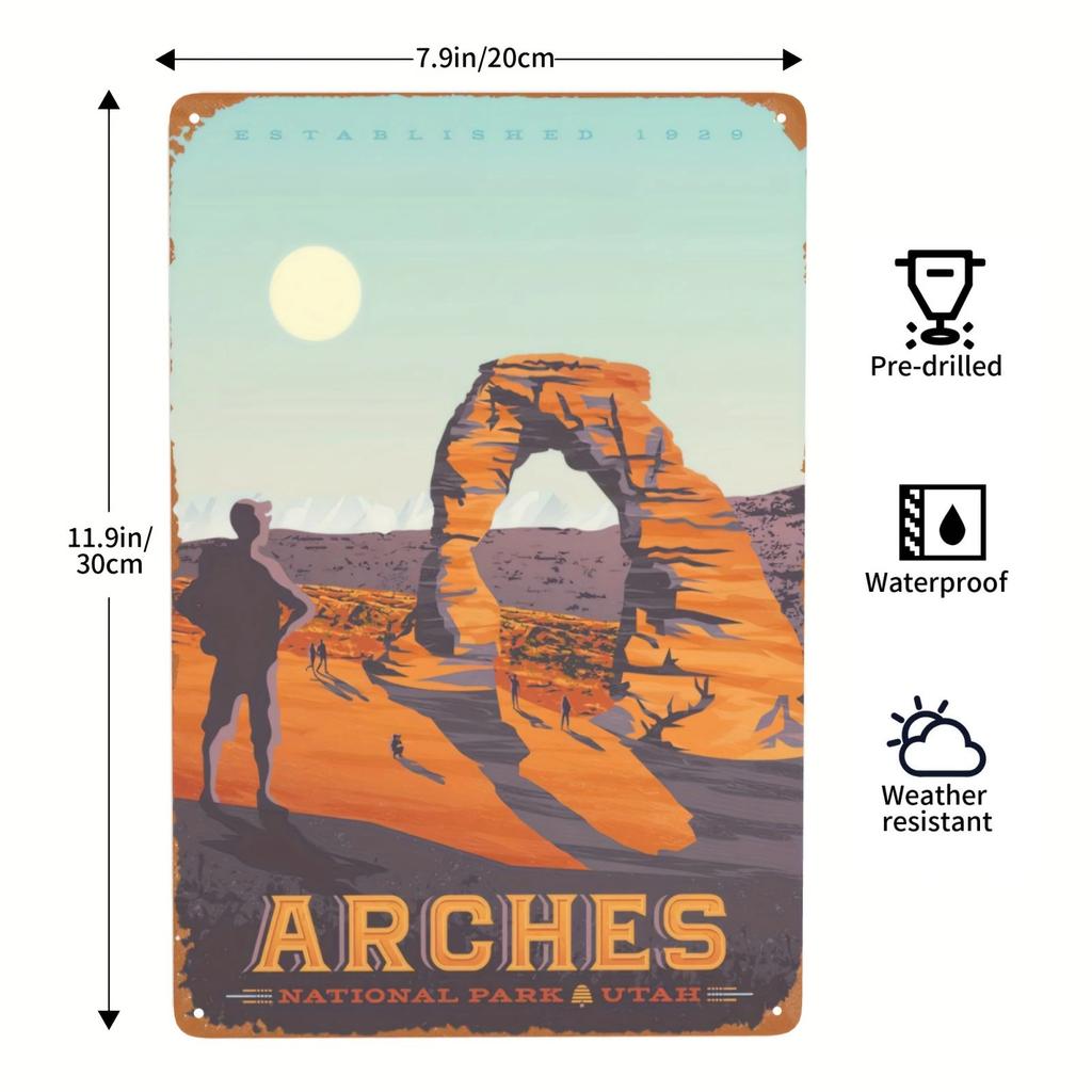 1pc Retro Grand National Park Metal Sign for Kitchen Restaurant Farm Bathroom Man Hole Farm Wall Decoration 8x12 Inch