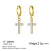 Xiaomi Skyrim Stainless Steel Cross Drop Earrings for Women Cubic Zirconia Huggie Hoop Earring Gold Color Punk Hip Hop Ear Jewelry Gift