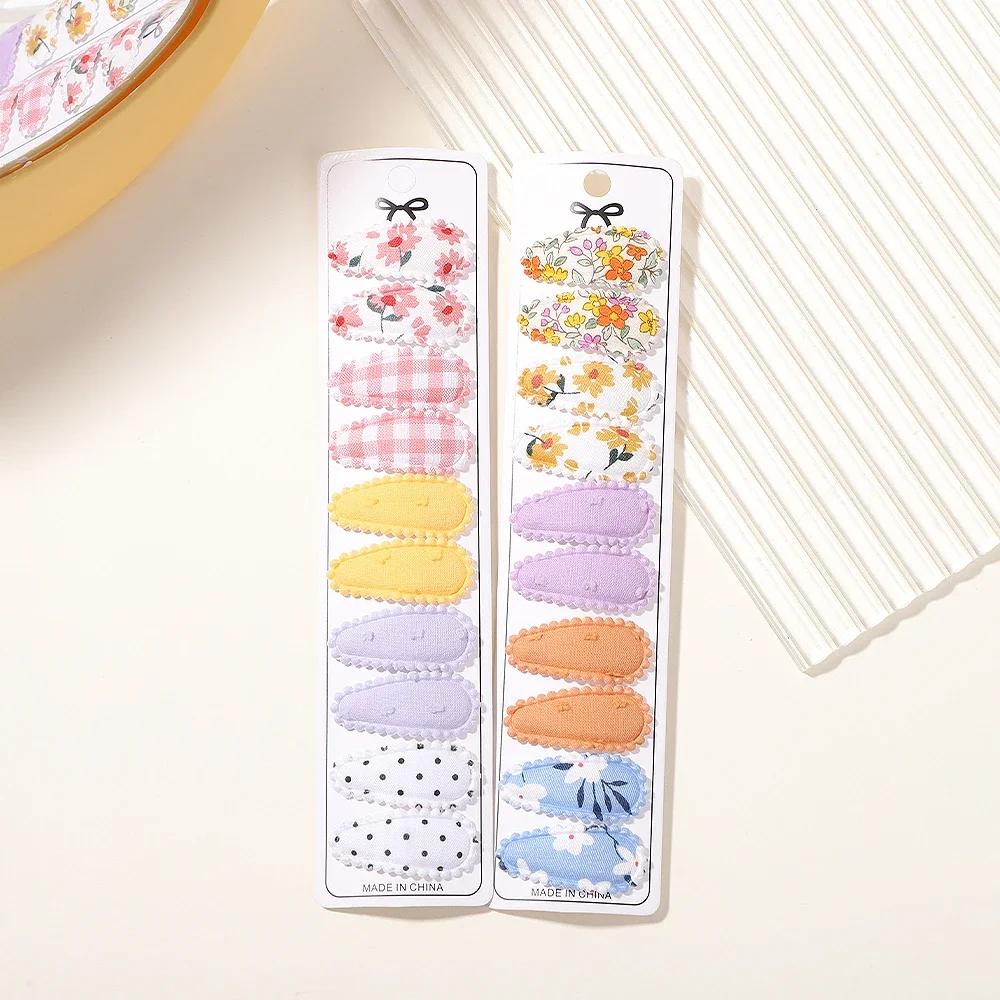 10/20Pcs Mini Print Cotton Alloy Hair Clips Hairpin for Girl Fabric Plaid BB Hairgripes Sweet Headwear Kids Hair Accessories