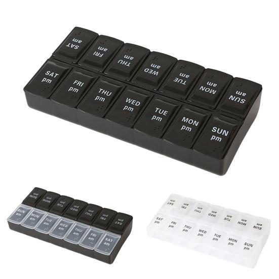 Pill Organizer with Letters Health Care Drop Resistance 7 Days Weekly Tablet Box Portable Classification Large Capacity
