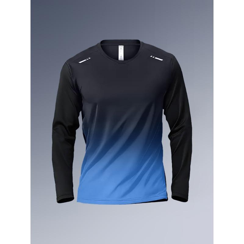 Men's Long Sleeves T-shirt Fitness Clothes Men's Spring Autumn Quick-Drying Clothes Training Sports T-Shirt Stretch Running Tops