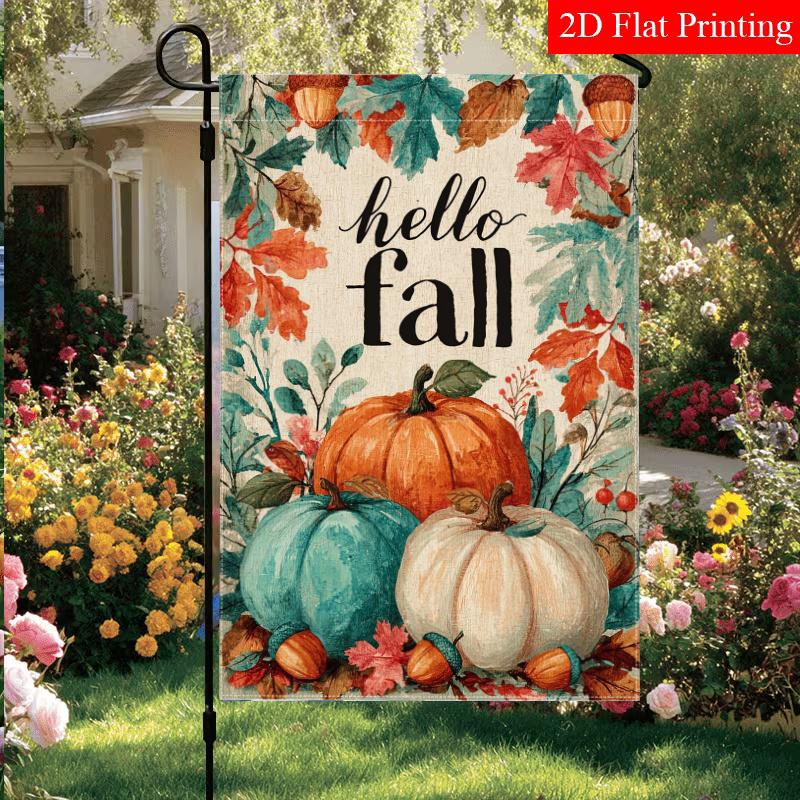 2D Flat - 2D Flat Happy Autumn Pumpkin Thanksgiving Garden Flag_1-28X40 Inch Outdoor Garden Flag Double-Sided Home Decoration Courtyard Decoration Out