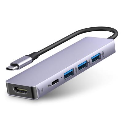 VVG HDMI-хаб с быстрой зарядкой PD 100 Вт, 1 порт USB, 2 порта USB для передачи данных 5 Гбит/с, тонкий хаб, совместимый с и Android, Mac, iPad, iPhone и другими, USB-C 5-в-1
