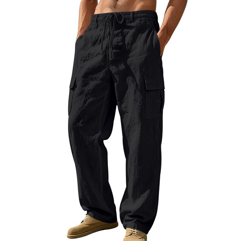 Men’s Summer Linen Work Trousers, Loose-fitting, Breathable Casual Trousers, Cotton-linen Beach Trousers
