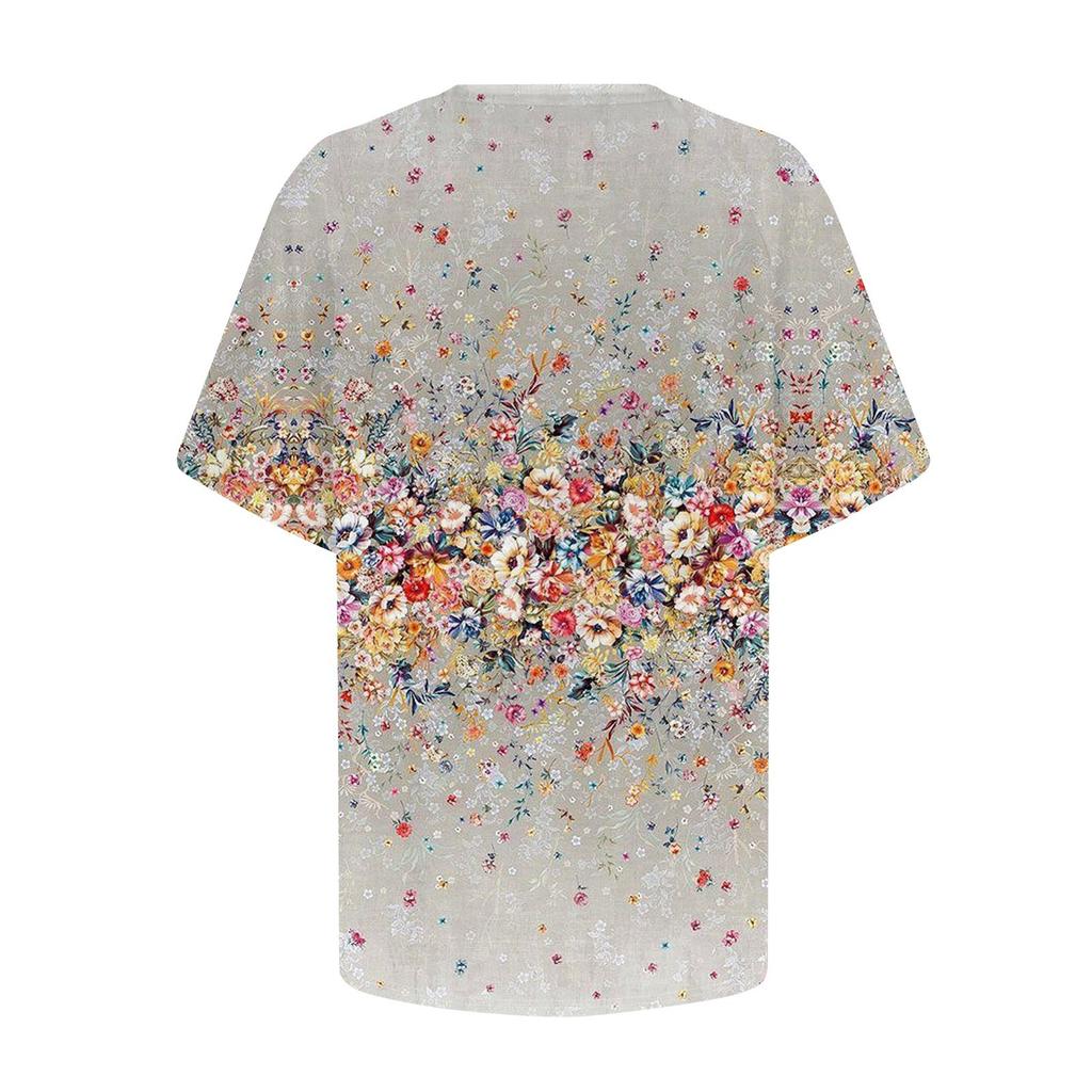 Women's Short Sleeve T Shirts Round Neck Tunic Tops Tees Blouses Loose Fit T-Shirts