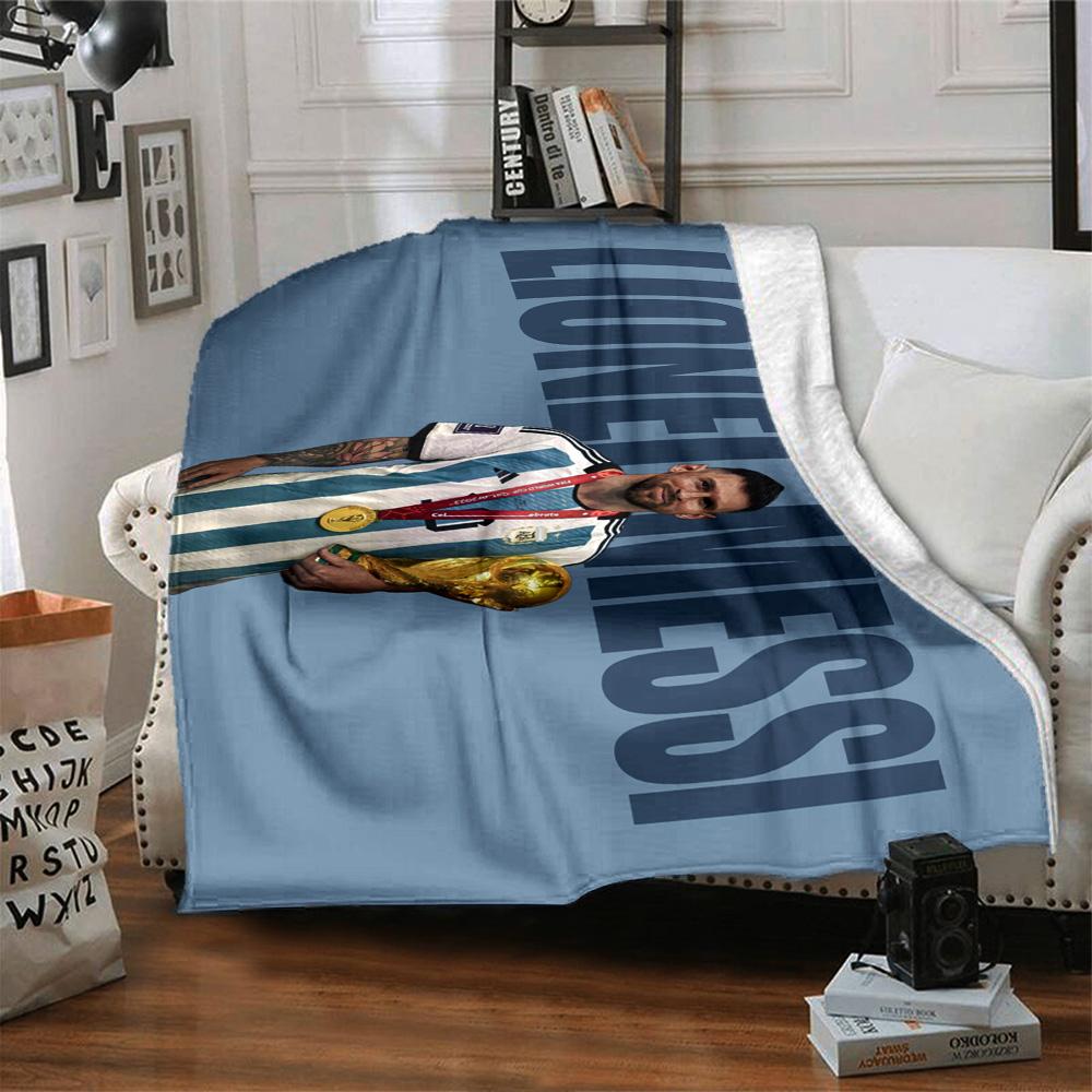 Football Messi Blanket Comfortable Great for Chair Sofa Livingroom Four Seasons Multipurpose Modern Unique Gift for Family and Friends Camping