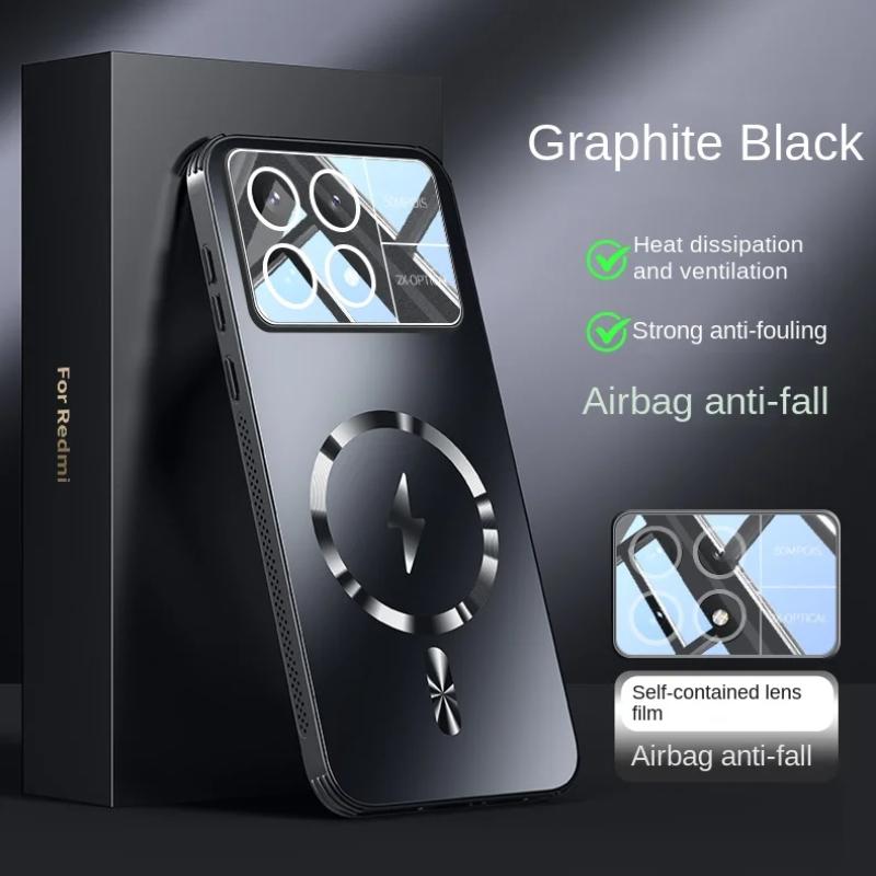 For Magsafe Case for POCO F6 Pro Matte Frosted Shockproof Lens Protection Phone Cover for POCO F6 Pro Wireless Charging Cases