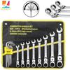 8pcs 8-19mm Metric Flex Head Ratcheting Wrench with Bag,9pcs Long Arm Star Key Wrench Set-Convenient Storage Case Included