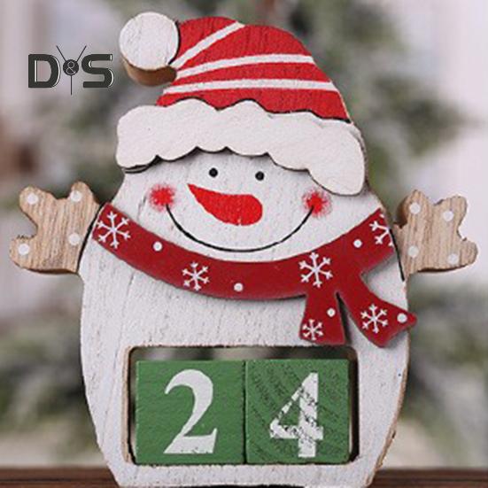 Рождественский Адвент-календарь с подвижным цифровым блоком Санта-Клаус, лось, снеговик, календарь обратного отсчета, рождественская табличка, настольное украшение, орнамент