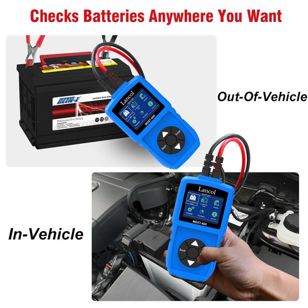 Lancol MDXT600 Car Battery Tester 12V Load Testers with Colorful LCD Screen 40-2000 CCA  Alternator Charging & Cranking System