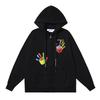 146 Off-White 2025 Autumn and Winter New OW Painted Palm Print Men's and Women's Zipper Hooded Sweatshirt