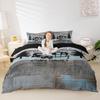 Erosebridal Rustic Farmhouse Bedding - Happy Camping Duvet Cover for Boys Kids Teens, Black Sketch Drawing Comforter Cover Vintage Old Barn