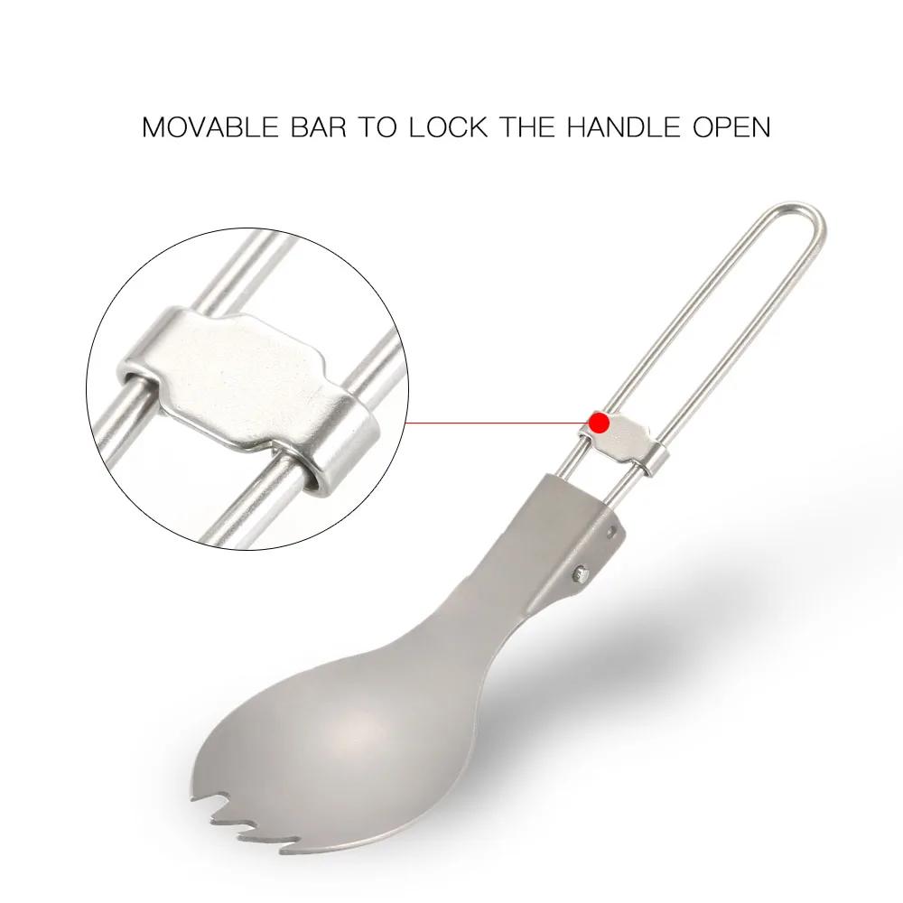 1 шт. - Титановый складной спорок Походные принадлежности для кемпинга Пеший туризм Туризм Столовый прибор спорок Вилка Ложка для пешего туризма