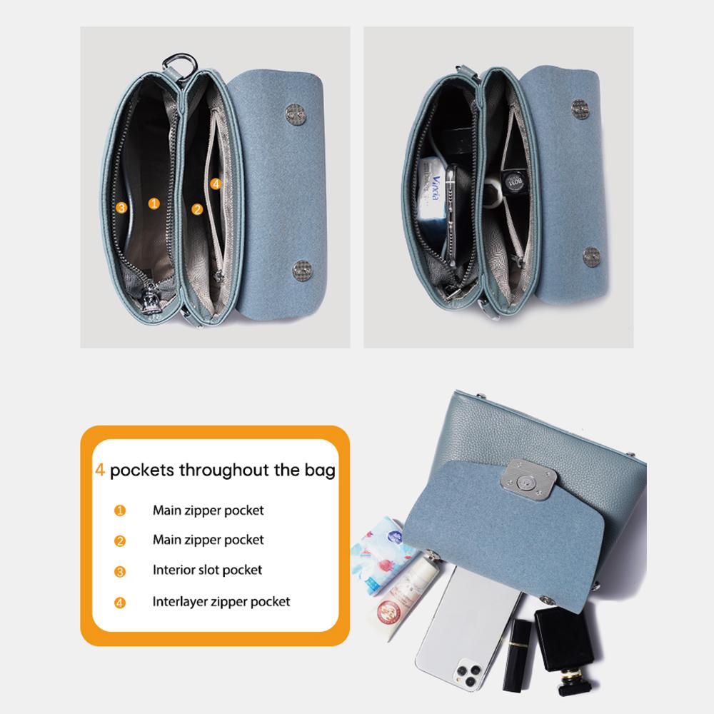 Zency Ladies Handbags Simple Leather Women Tote High Quality Designer Square Bag Crossbody Top-handle For Shopper Commuter