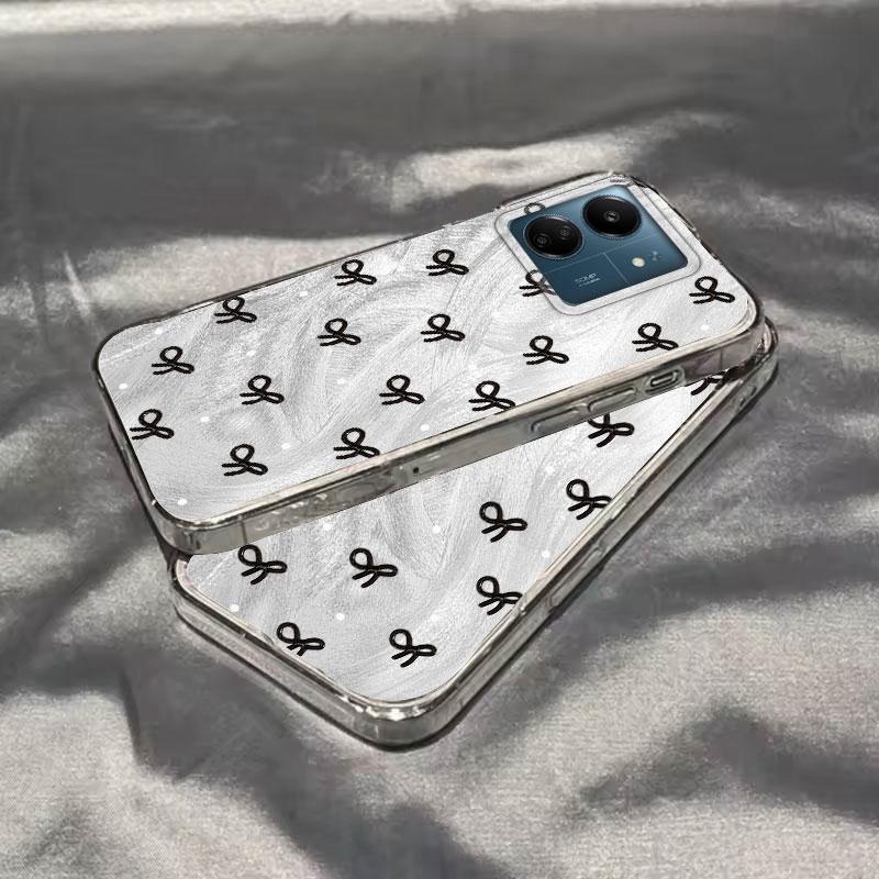 Чехол для телефона Xiaomi Poco X3 Pro X5 Pro X6 M6 M6 Pro M2 Pro M5S C61 C65 5G, Черно-розовый узор с бантом, Лазерный, Защита от падения, Чехлы