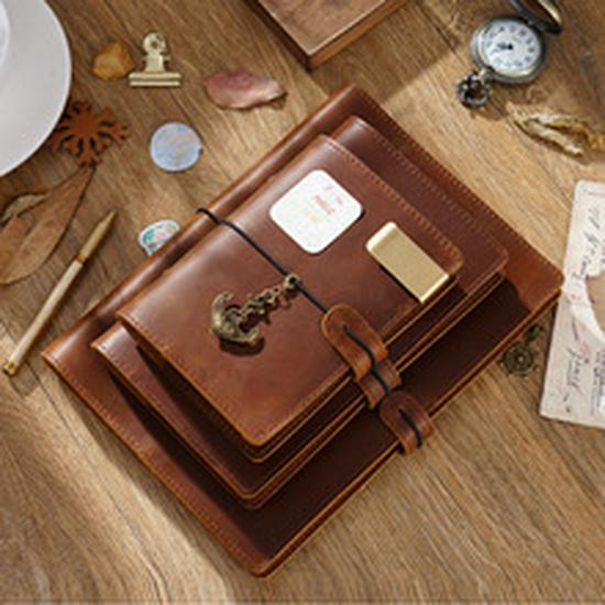 A5 Vintage Handmade European Style Notebook & A6 Diary, A7 Loose-Leaf Cowhide Notepad for Office and Business Use.