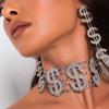 Любители камней, модные новые длинные серьги в стиле доллара, ретро-ювелирные изделия для женщин, 2021, преувеличенные блестящие серьги со стразами и буквами, аксессуары