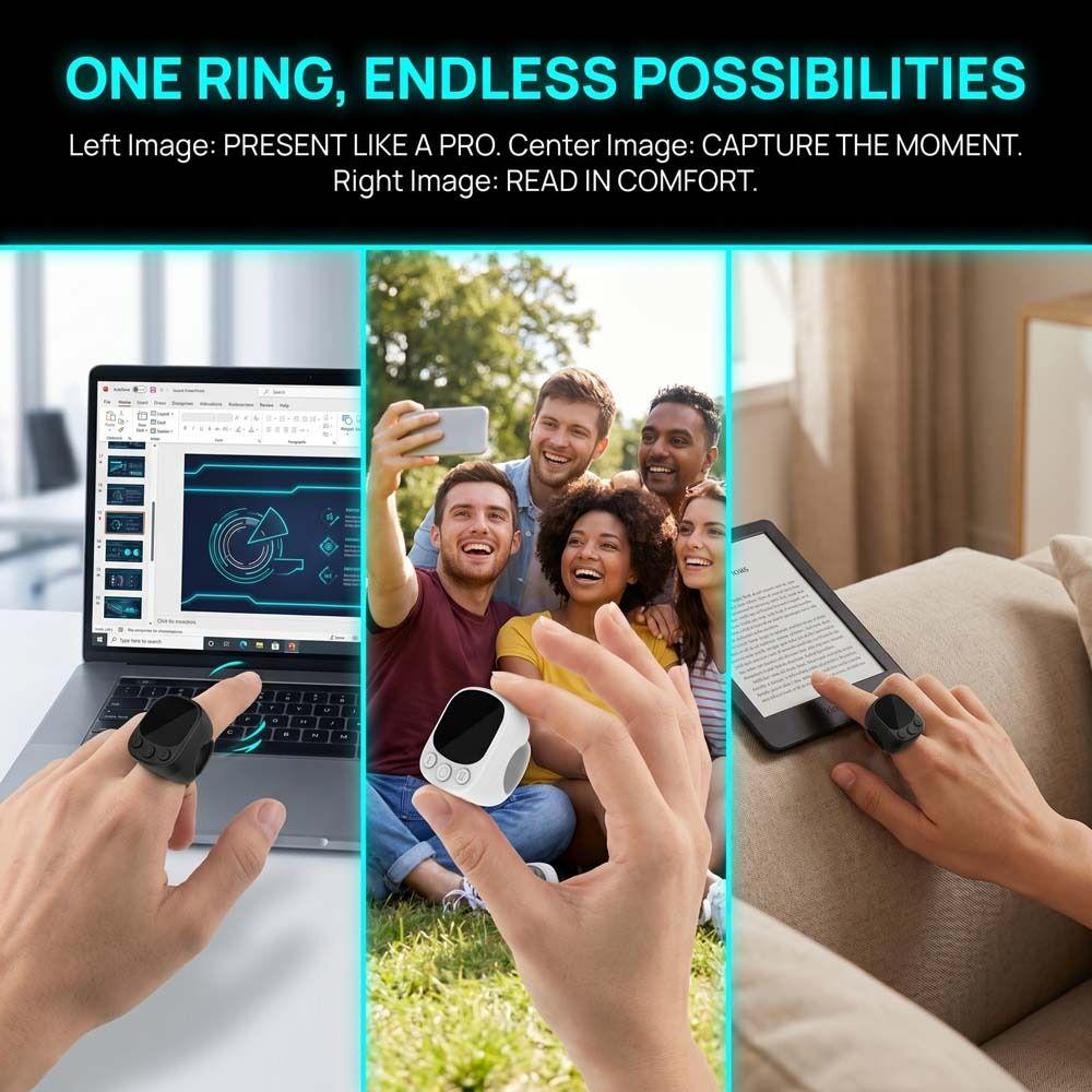 USB Rechargeable Ring Remote Control Camera Shutter Remote Page Turner
