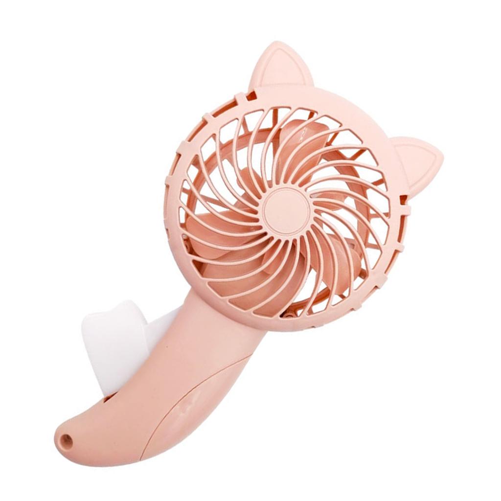 Hand Press Fan Cartoon Cat Ear Handheld Fan No Battery Manual Small Cooling Fan for Travel Outdoor