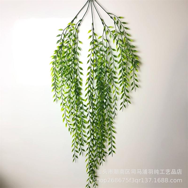 Имитация ивовых веток Пластиковые растения Зеленые полоски ротанга Настенное крепление Потолочное украшение Внутреннее и наружное Украшение для дома Вечеринка Фестиваль
