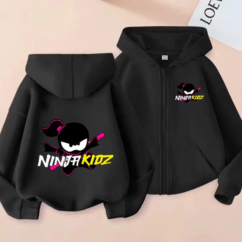 Детская толстовка NINJ KIDZ с принтом и застежкой-молнией, очаровательная одежда для девочек и мальчиков 3-12 лет, повседневная модная толстовка с длинными рукавами.