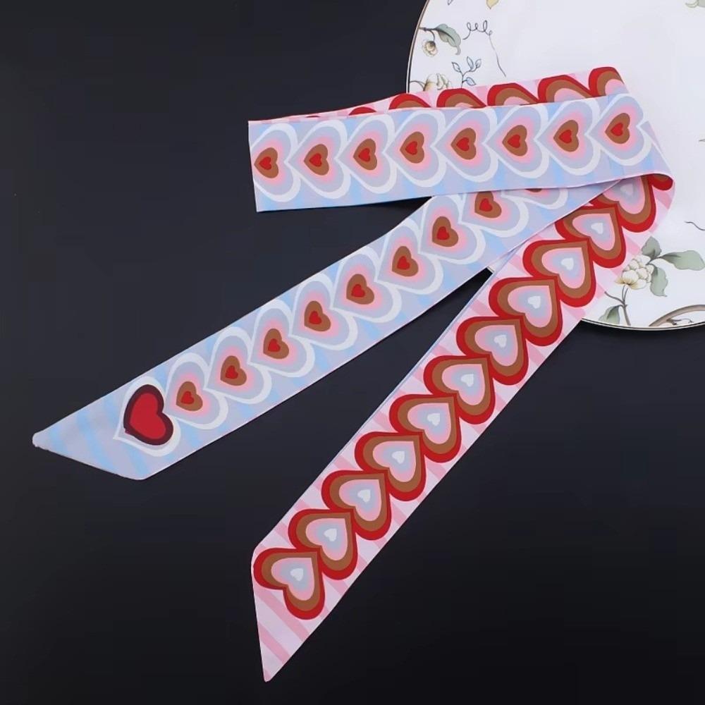 Double Layer Slender Scarf Heart Pattern Satin Scarf New Neck Scarf Neck Styling